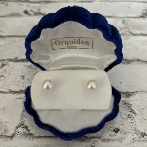 Orquidea Oro Genuine Cultured Pearl Stud Earrings